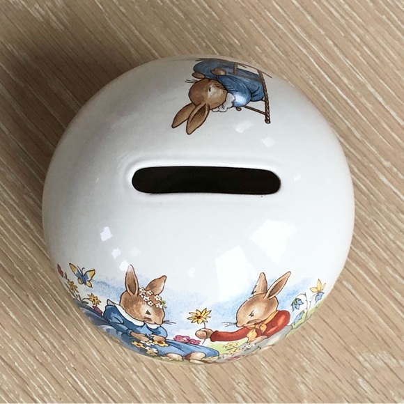 ⭐️Royal Doulton⭐️Bunnykins Coin Piggy bank Made in England Spherical Rabbit Kids - Picture 8 of 11